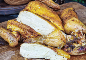 Pollo entero a la plancha con cocción lenta y calor indirecto